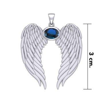 Guardian Angel Wings Silver Pendant with Birthstone TPD5868 - Jewelry